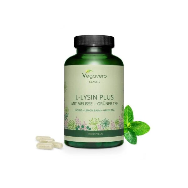 L-lysin plus mit melisse + grünter tee Л-лизин + маточина и зелен чай 180 капсули