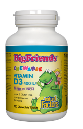 Vitamin D3 Big Friends®/ Витамин D3 за деца 400 IU х 250 дъвчащи таблетки с вкус горски плодове от Vita Yana