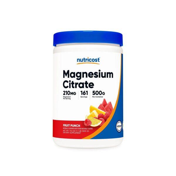 Мускулна, сърдечна и нервна система - Магнезий (цитрат), 210 mg х 500 g прах, с вкус на плодов пунш