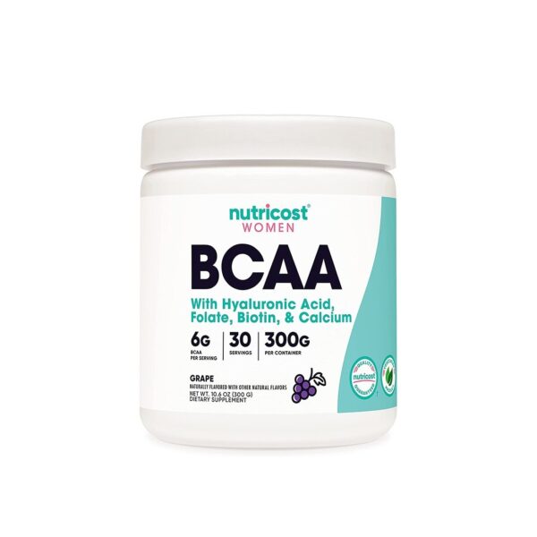 Nutricost Верижно-разклонени аминокиселини за жени BCAA С вкус на грозде 300 g прах