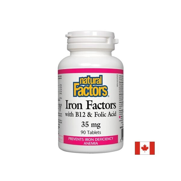 Iron Factors® - Желязо с витамин В12 и фолиева киселина, 90 таблетки Natural Factors