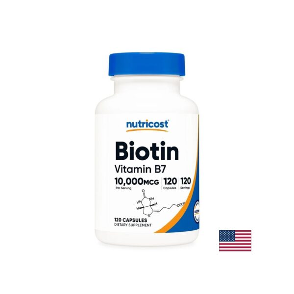 Коса, кожа и нокти - Биотин (Витамин B7), 10000 µg x 120 капсули