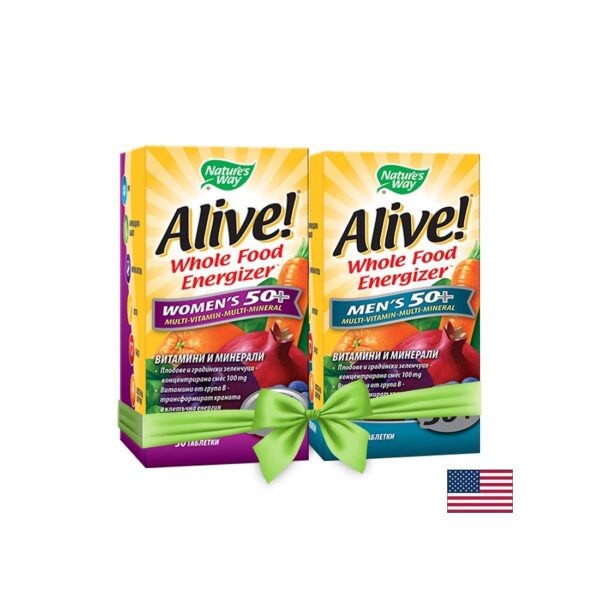 Промо пакет Мултивитамини Alive! таблетки за жени 50+ и мъже 50+